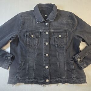 Women's XL Black Distressed Denim Trucker New no tags